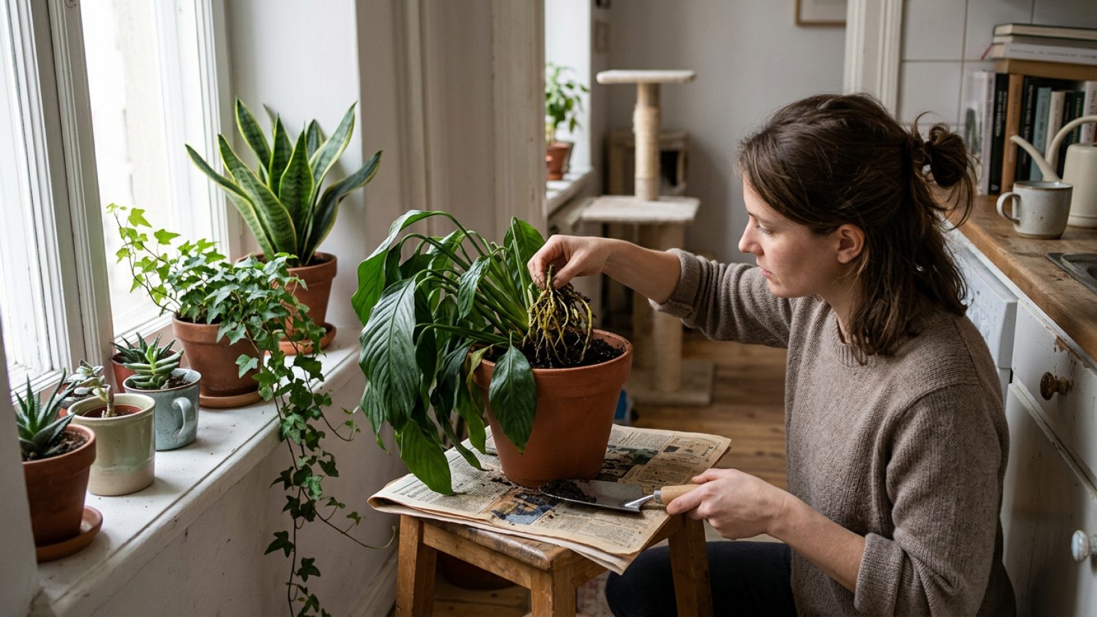 Как оживить поникшее комнатное растение после перелива