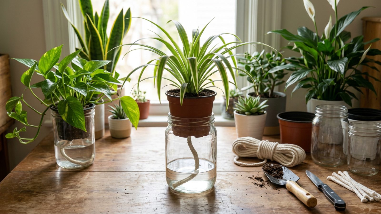 Sådan bygger du et selvvandingssystem til stueplanter med vikker