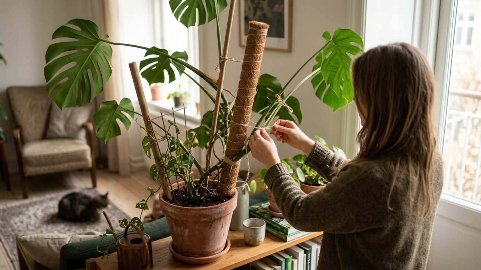 Sådan støtter du høje stueplanter, der læner