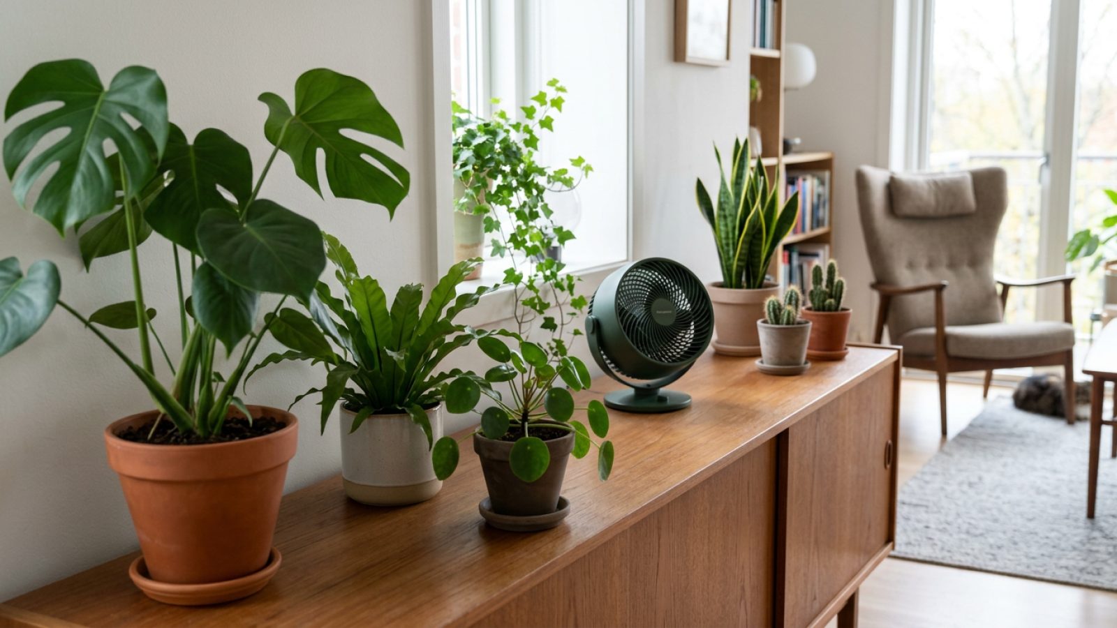 Sådan arrangerer du stueplanter for bedre luftcirkulation